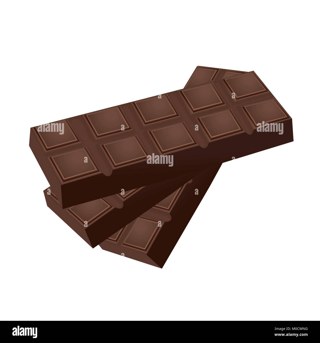 Chocolate bars, vector drawing, painted sweet dessert, realistic