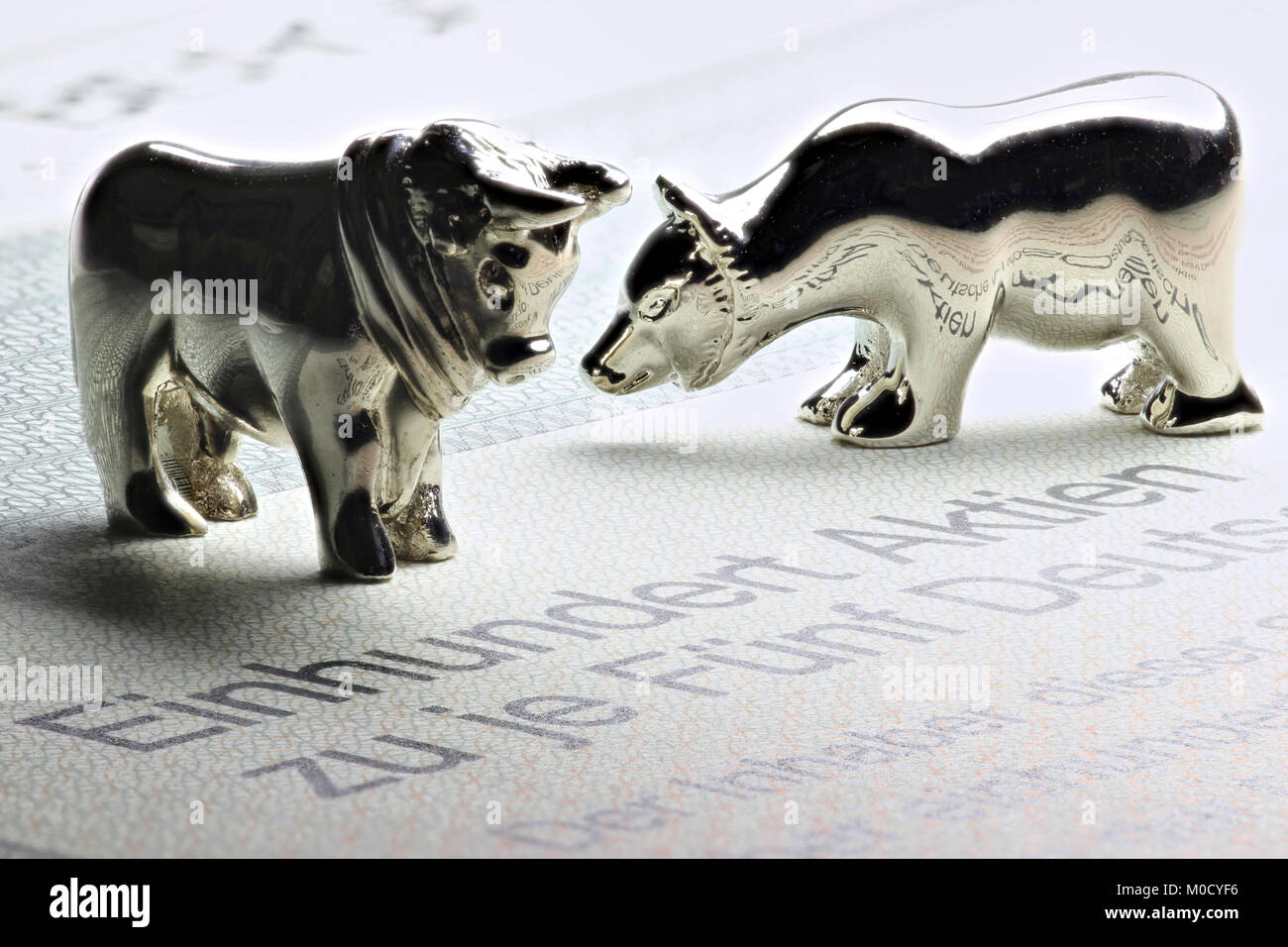 German share with bull and bear figures Stock Photo