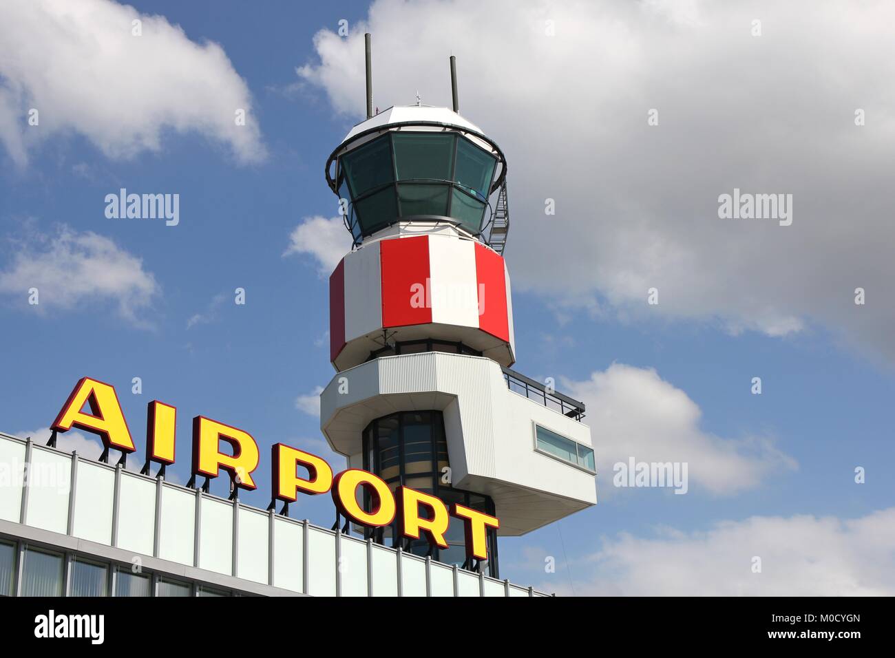air traffic control tower at regional airport Stock Photo