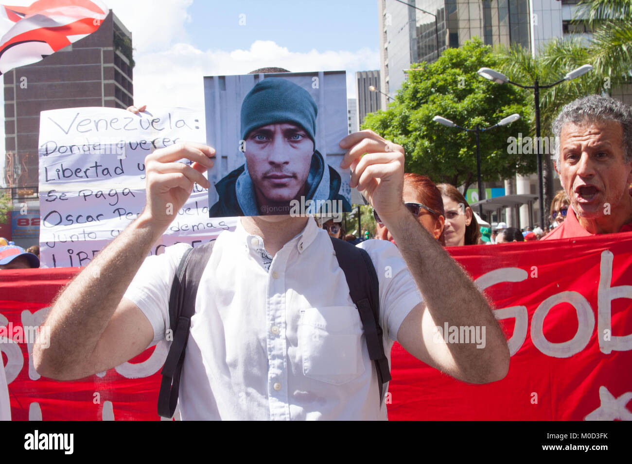 Caracas, Venezuela Protests in Caracas for Oscar Perez Death. Protests ageinst Nicolas Maduro in Venezuela 2018 Credit: Luis Molina/Alamy Live News Stock Photo