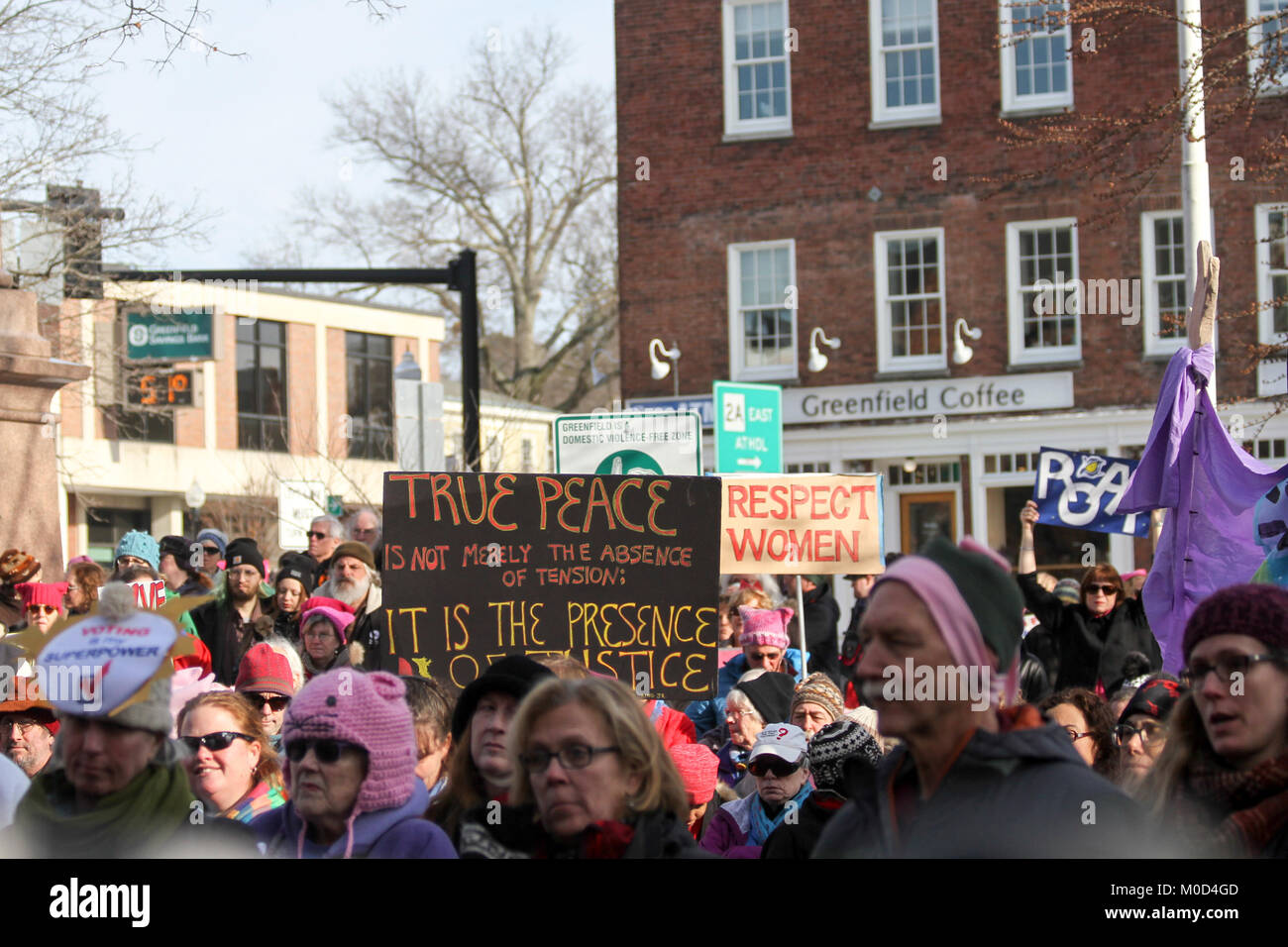 Massachusetts, USA. 20th Jan, 2018. Second Annual Franklin County Women's Rally, Greenfield, Massachusetts, USA. 20th January, 2018 Credit: Susan Pease/Alamy Live News Stock Photo