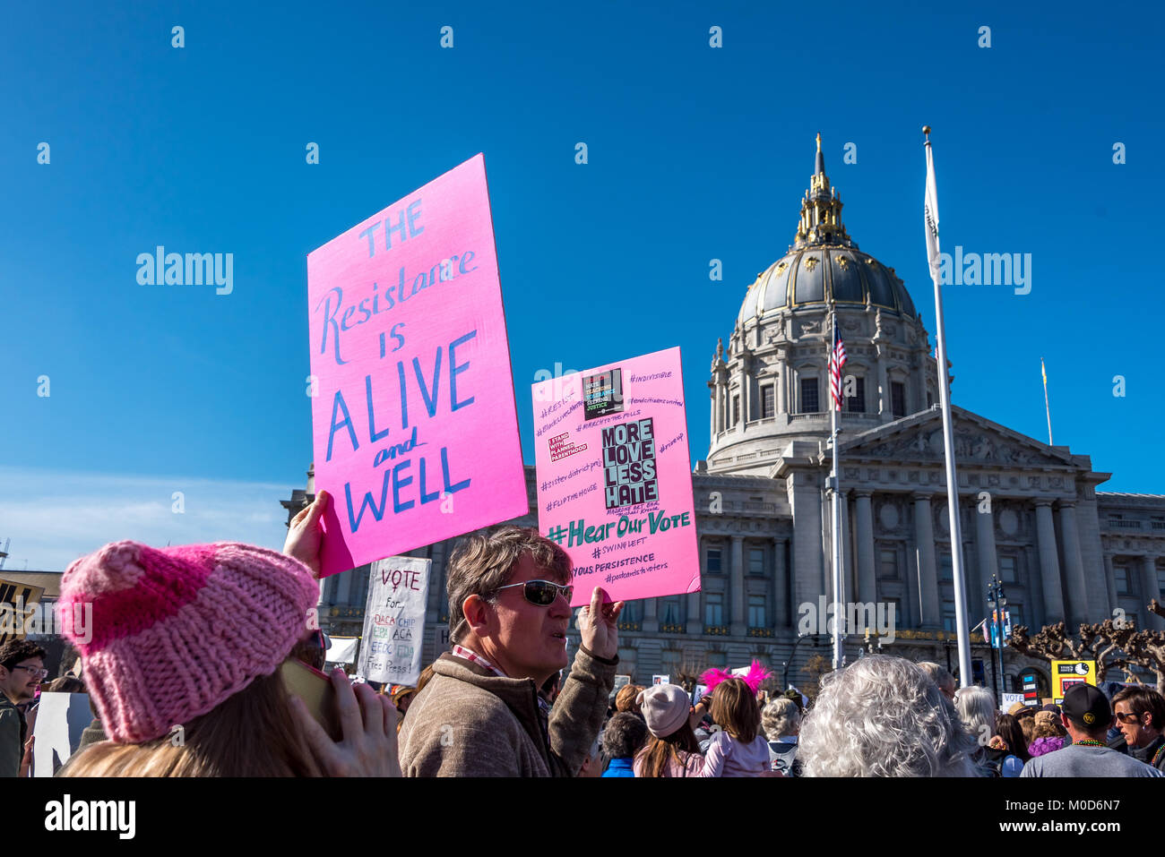 San Francisco, California, USA. 20th January, 2018. The 2018 Women's March in San Francisco, organized by Women's March Bay Area. Stock Photo