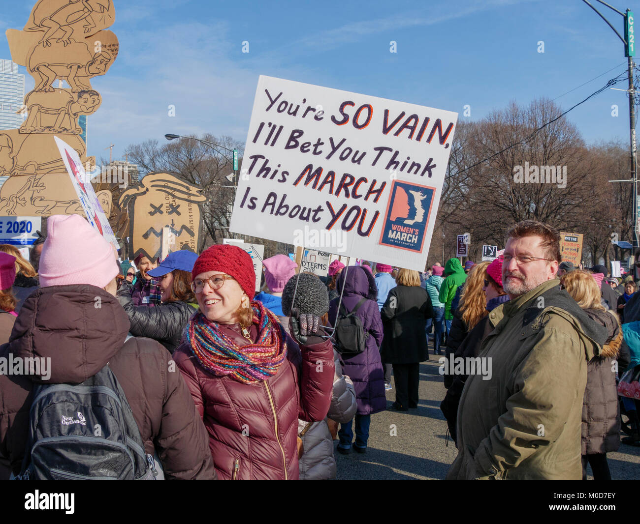 Chicago, Illinois, USA. 20th January 2018. Nearly 300,000 women and men gathered in Grant Park  for the Women's March to the Polls in this city today. Stock Photo