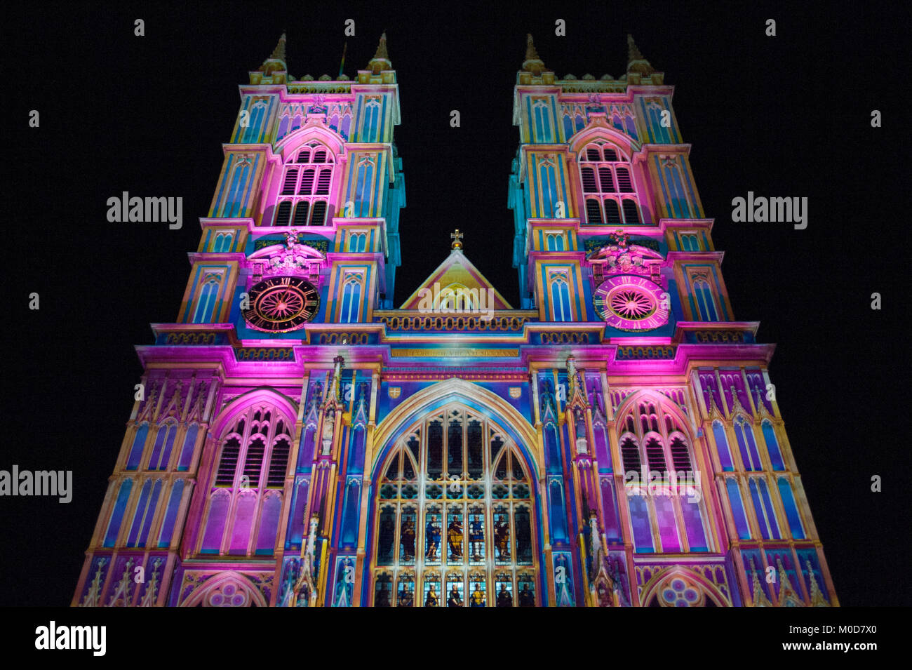 Lumiere London 2018. Light of the Spirit Chapter 2, created by Patrice Warrener, projected at Westminster Abbey. The city-wide light festival organised by The Mayor of London and Artichoke is expected to draw up to 1.25 million visitors over its four-day run 18th-21st January in London, UK. 20th January 2018. Credit: Antony Nettle/Alamy Live News Stock Photo