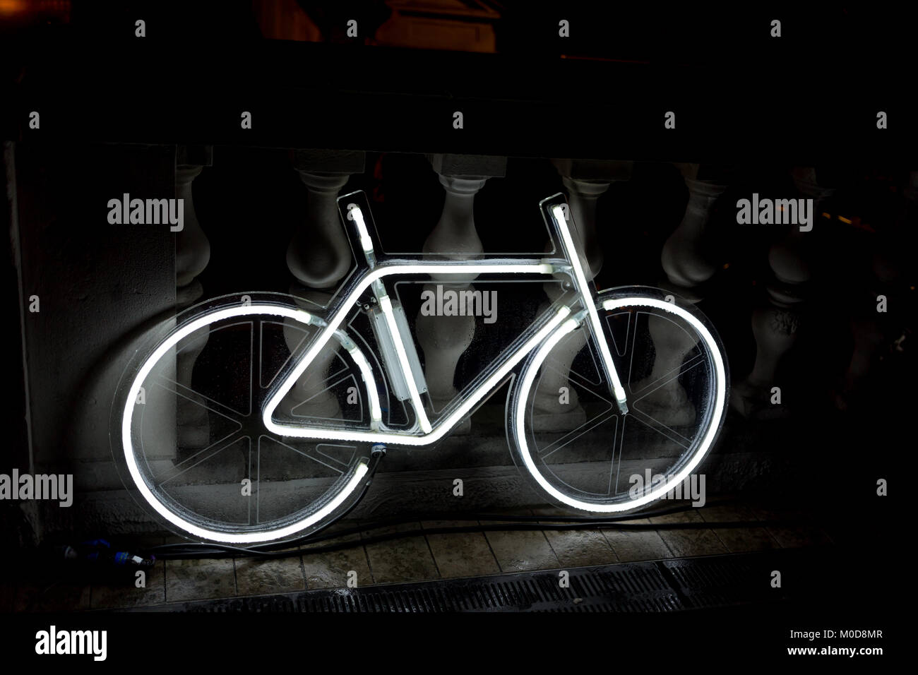 London, England. 20th January 2018.  Neon Bikes by Robyn Wright is located at Mayfair's Brown Hart Gardens as part of Lumiere London 2018.  Lumiere London is a city wide light festival encompassing numerous light installations across the capital. Credit: Milton Cogheil/Alamy Live News Stock Photo