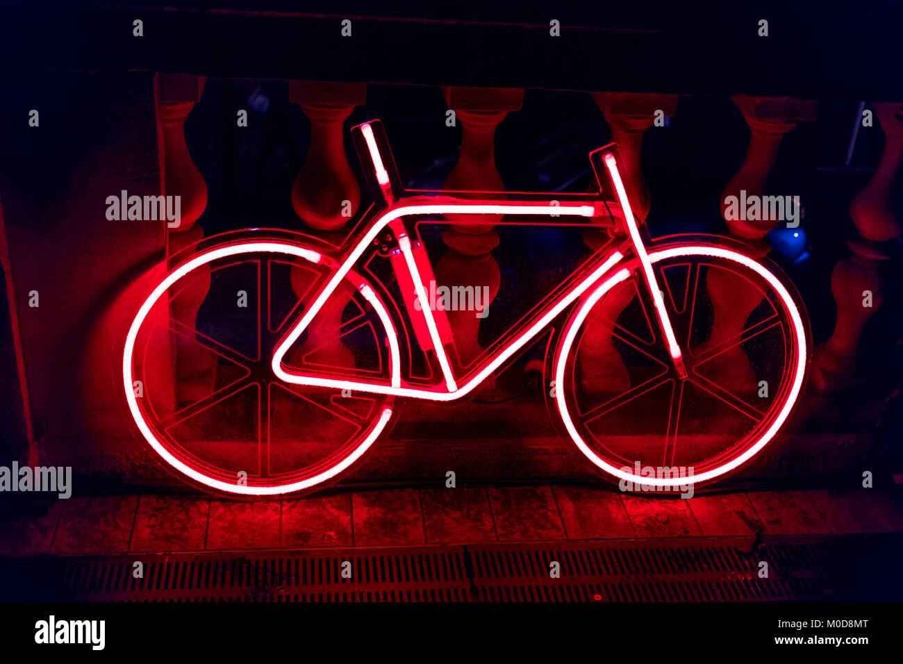 London, England. 20th January 2018.  Neon Bikes by Robyn Wright is located at Mayfair's Brown Hart Gardens as part of Lumiere London 2018.  Lumiere London is a city wide light festival encompassing numerous light installations across the capital. Credit: Milton Cogheil/Alamy Live News Stock Photo