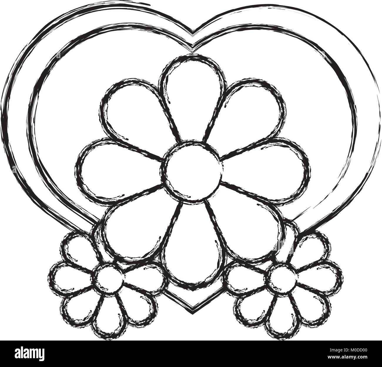 flower with heart vector illustration Stock Vector Image & Art - Alamy