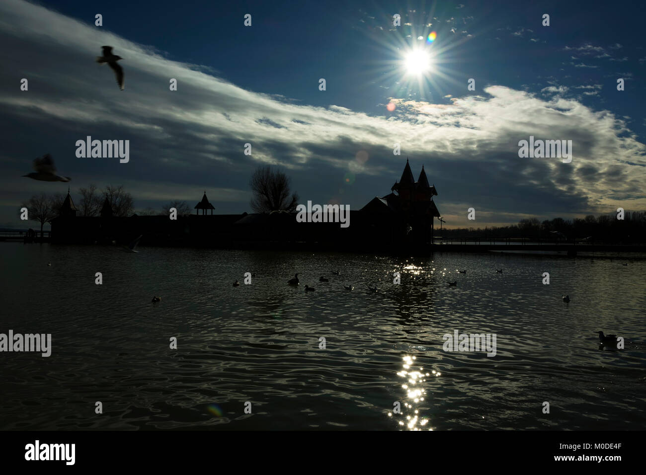 Lake Balaton in wintertime, Hungary ( Keszthely) Stock Photo