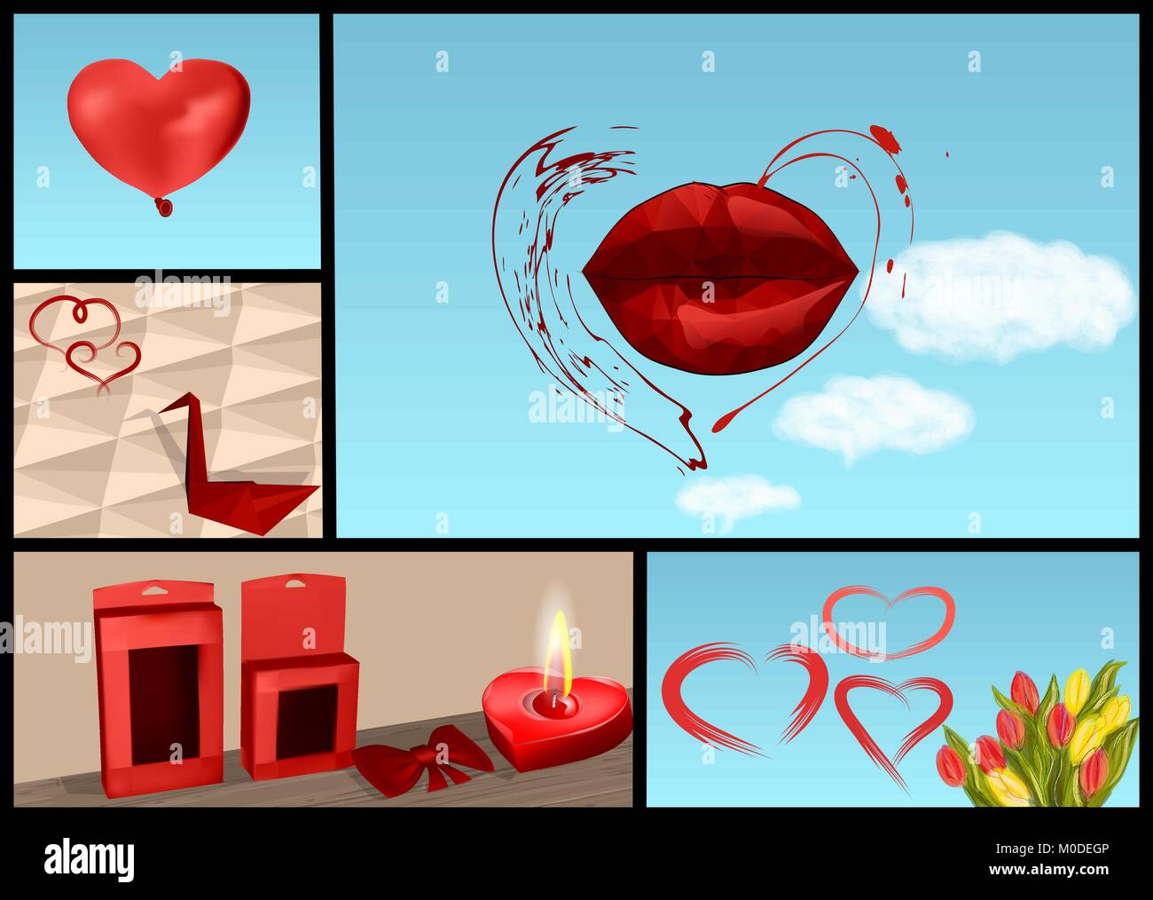 set for valentines day. design set with hearts and gift Stock Vector ...