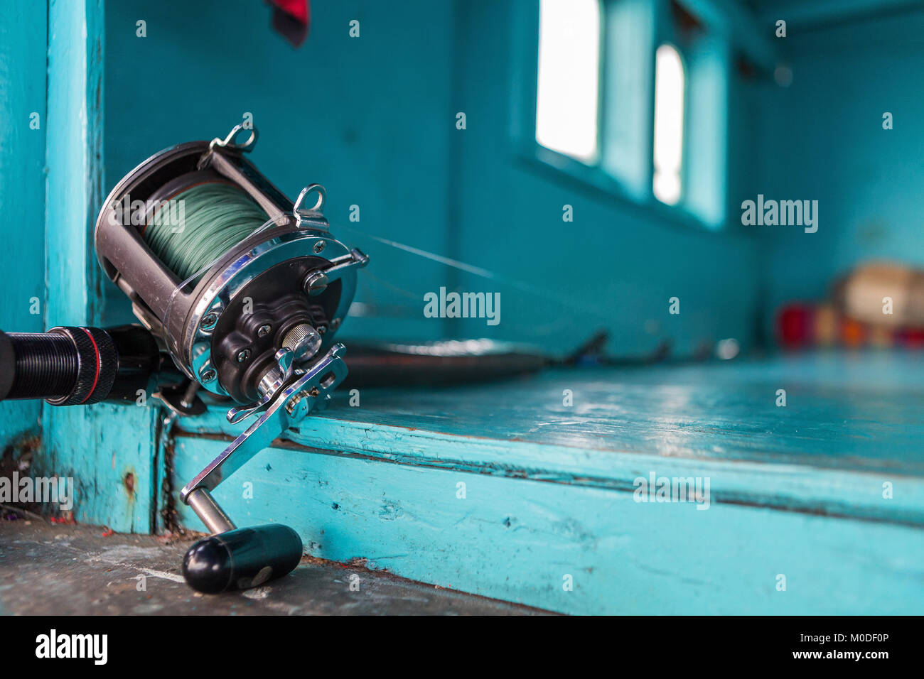 Fishing gear in the Garret on the boat Stock Photo