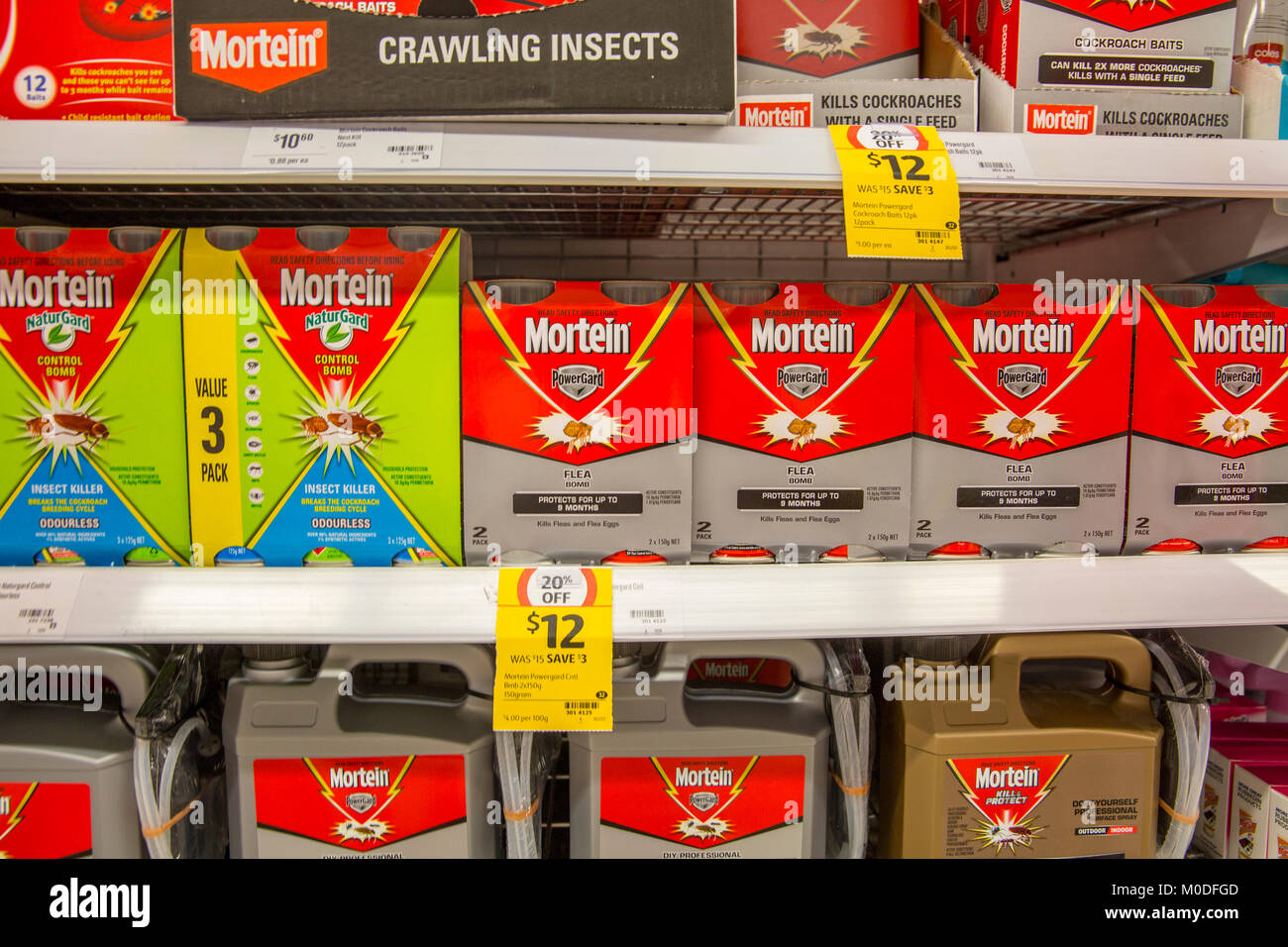 Mortein crawling inset spray insecticide being sold in an australian supermarket Stock Photo