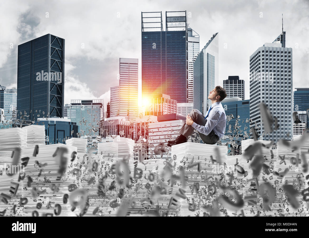Businessman dreaming about future business. Stock Photo