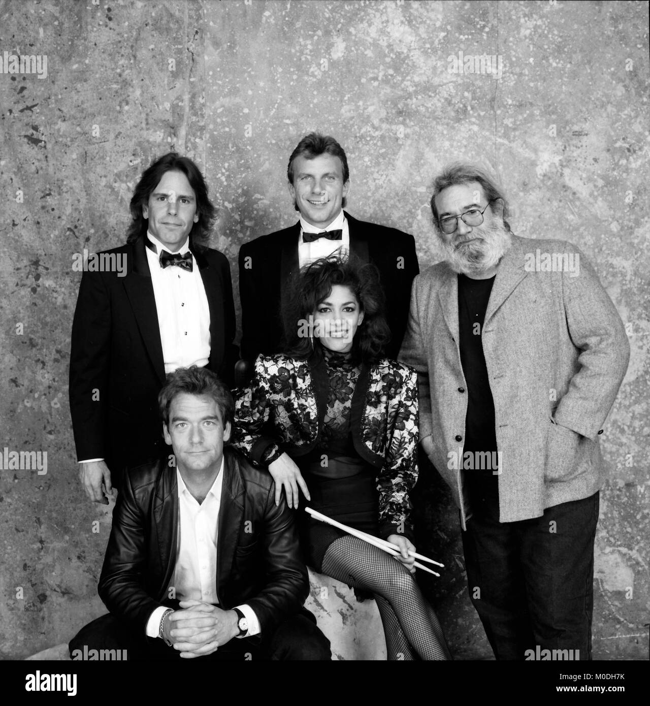 Huey Lewis, Sheila E, Joe Montana and Jerry Garcia picutred at the 1988 Bay Area Music Awards Credit: Pat Johnson/MediaPunch Stock Photo