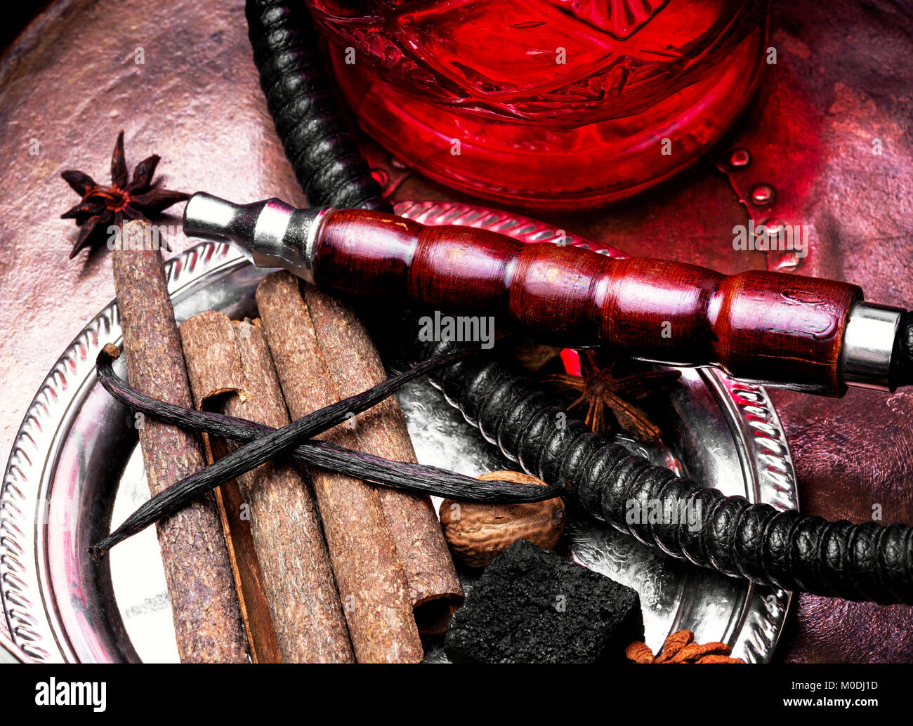 Smoking Turkish hookah with a taste of spices, cinnamon, tubby, vanilla ...