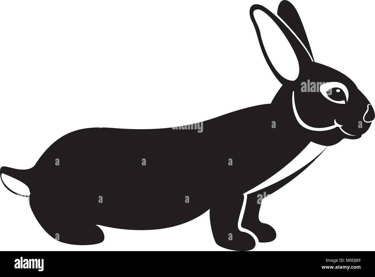 rabbit vector illustration flat style profile side black Stock Vector ...