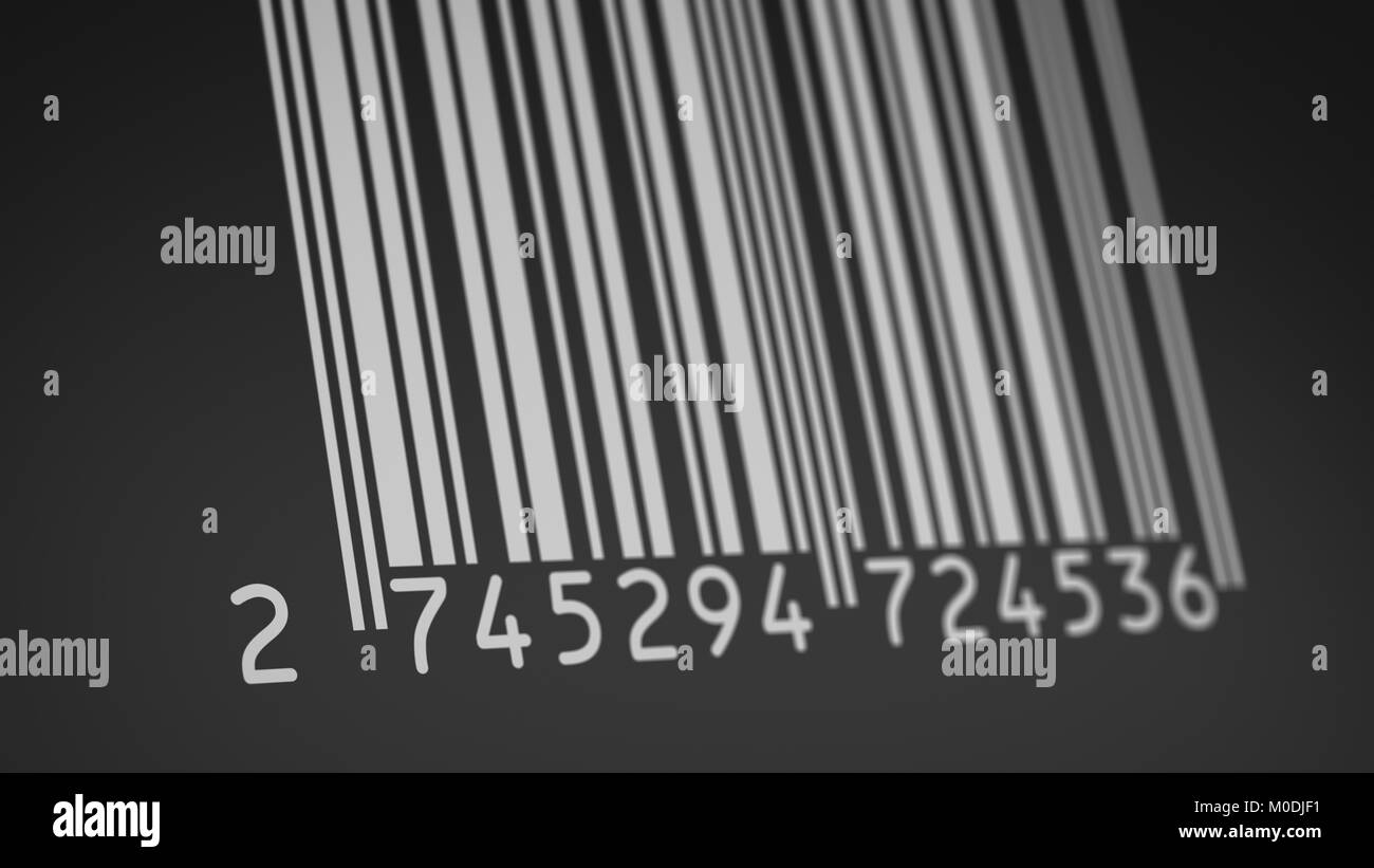 close-up view of a barcode label (3d render) Stock Photo