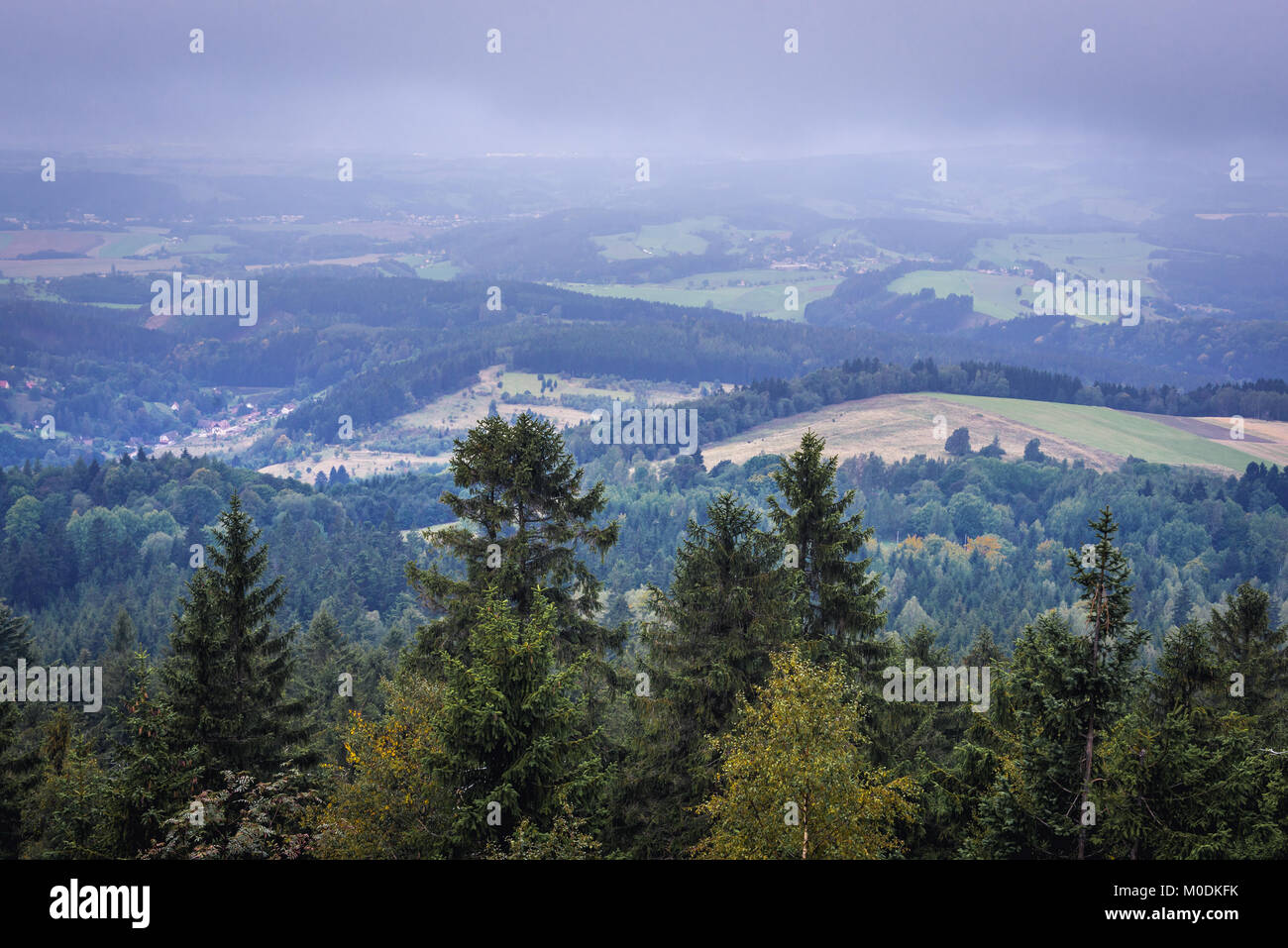 Aerial view from parking lot of Bledne Skaly (Errant Rocks) trail in ...