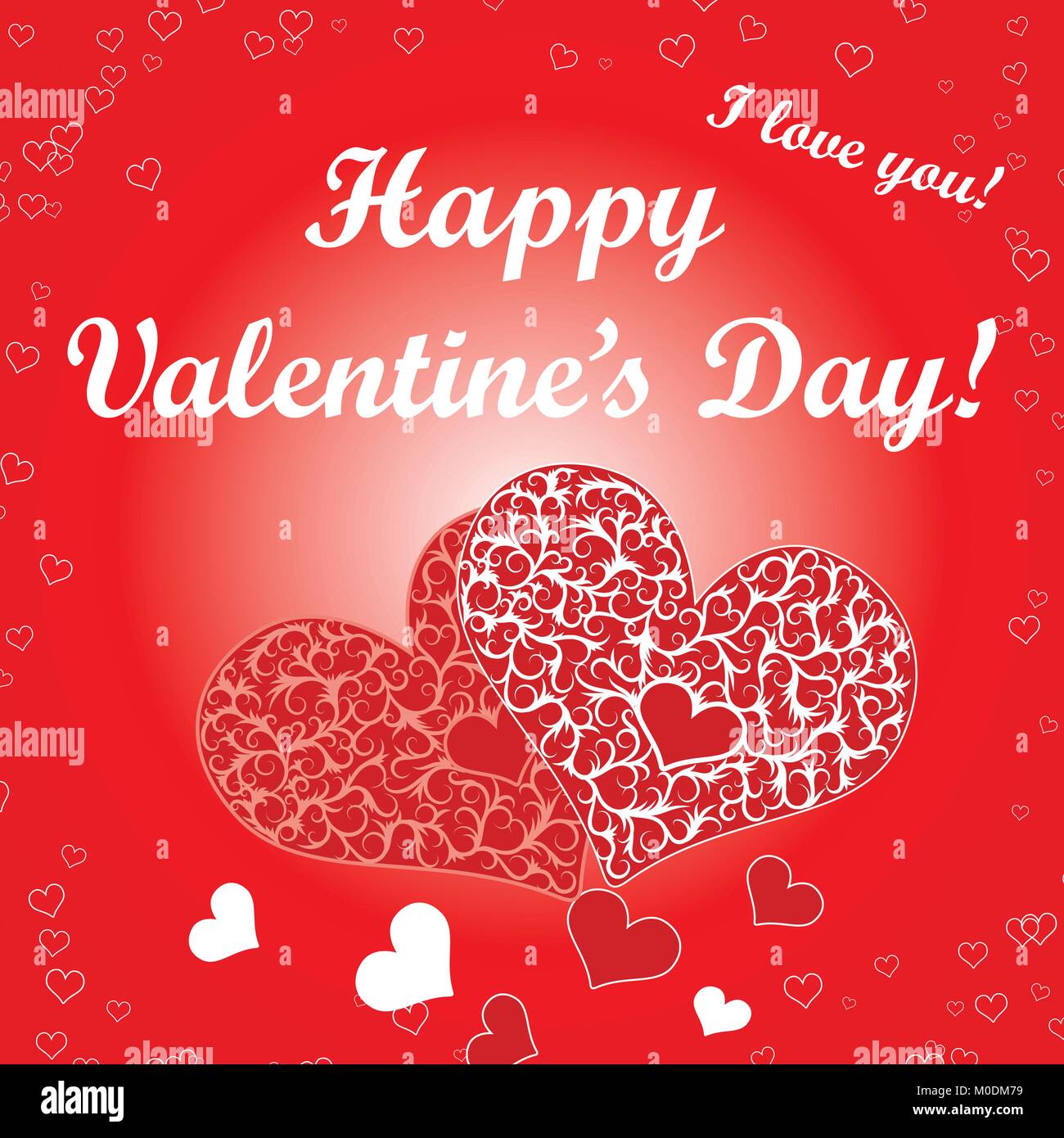 Greeting card Happy  Valentine s Day Vector illustration. Hearts Stock Vector