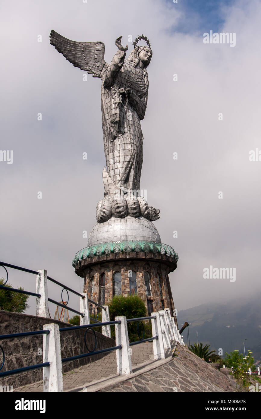 Virgin of Quito, Virgen de Quito, Madonna, Panecillo Hill, Quito, Ecuador Stock Photo
