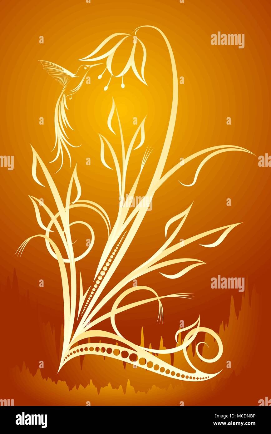floral background with bird Stock Vector Image & Art - Alamy
