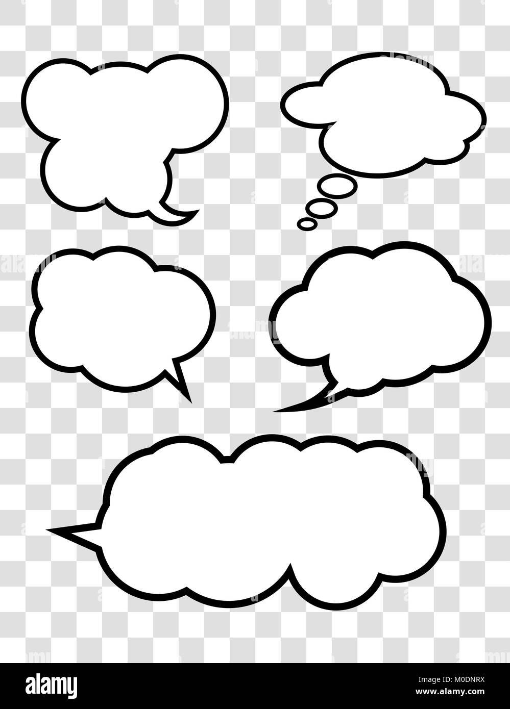 Set of 5 vector talking bubbles with white fills and transparent ...