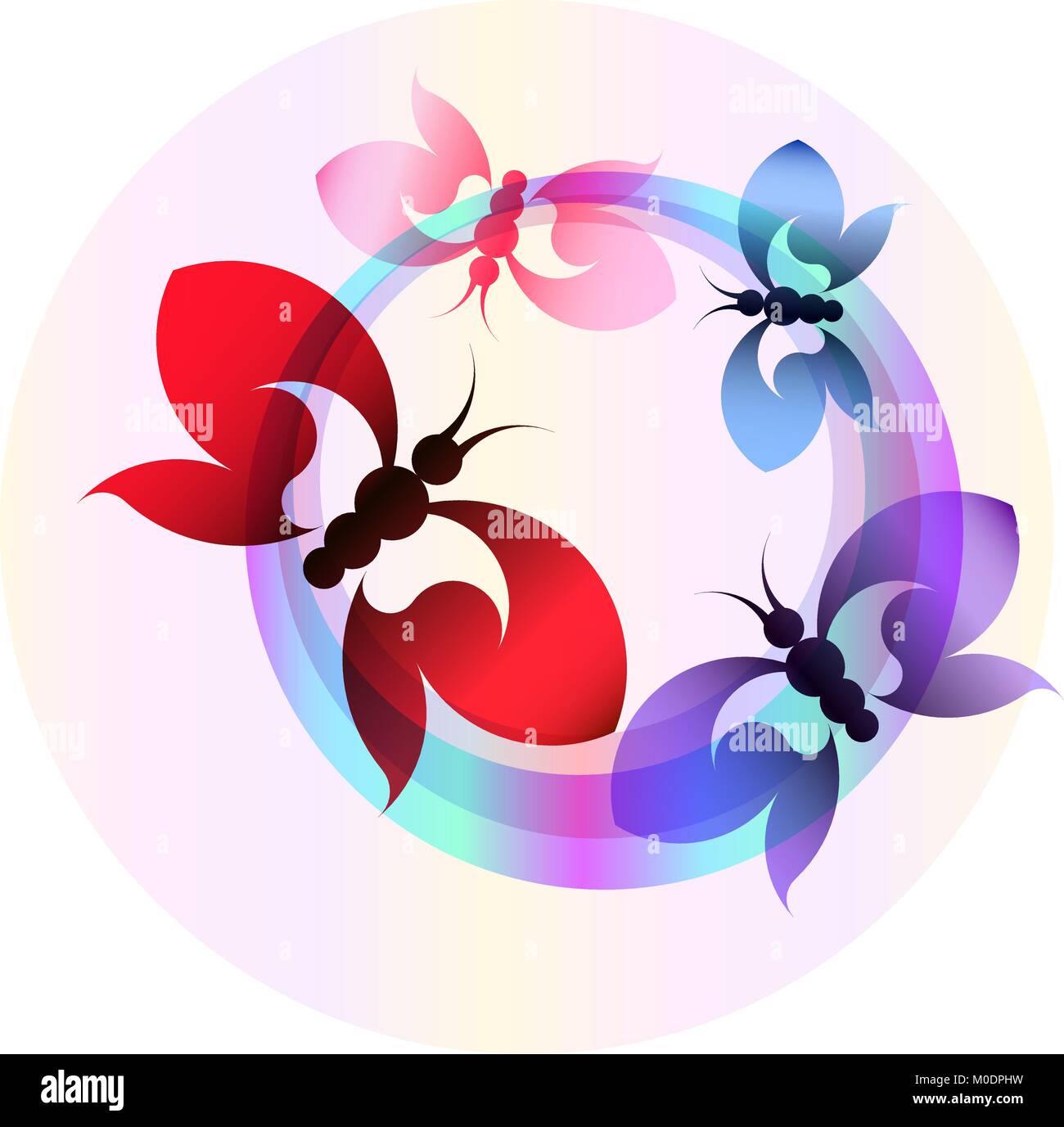 Abstract colorful banner with butterflies. Vector illustration Stock ...