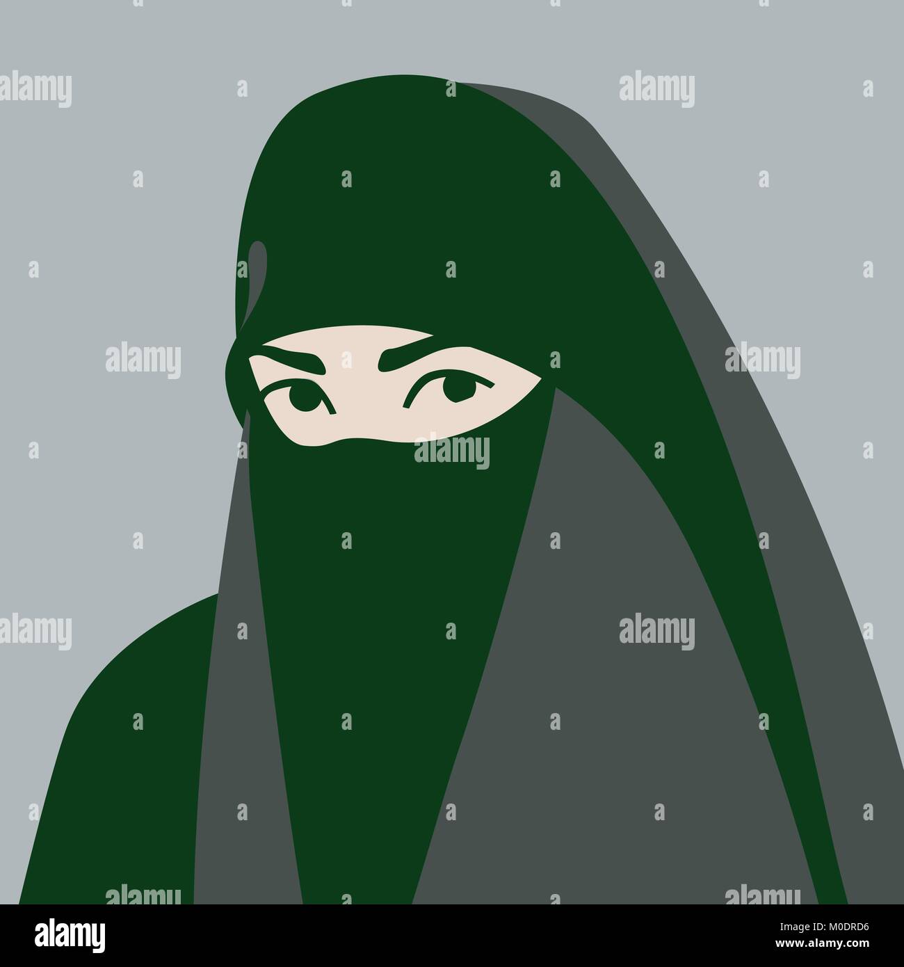 Muslim in hijab face vector illustration flat style front side Stock Vector