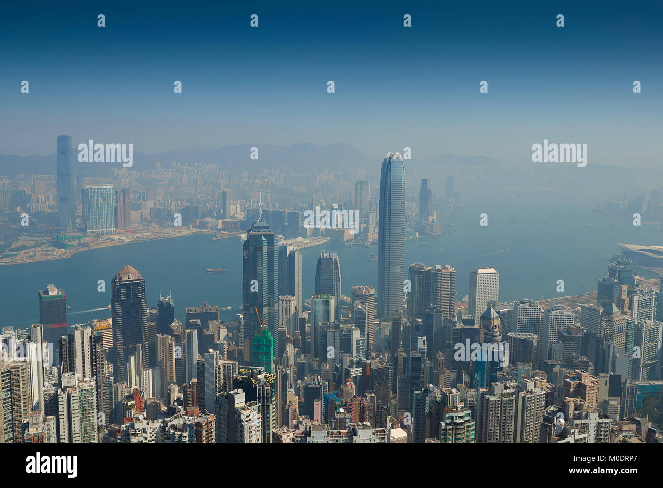 Aerial View Of The Hong Kong Cityscape And Victoria Harbour Seen From ...