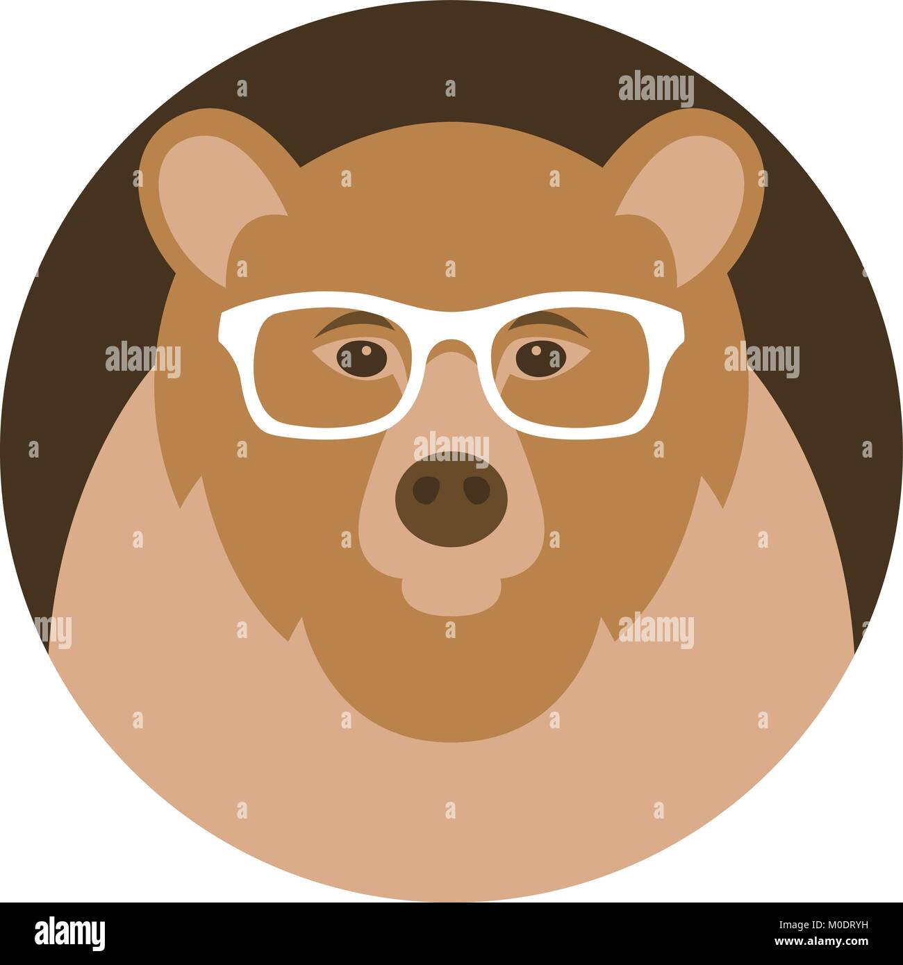 bear face in glasses vector illustration flat style front Stock Vector