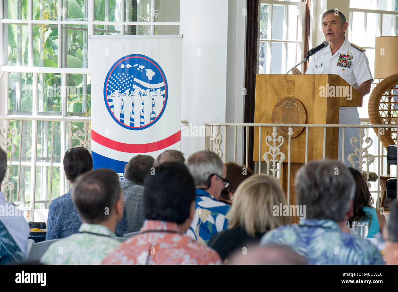 U.S. Navy Adm. Harry Harris, commander of Pacific Command, speaks to ...