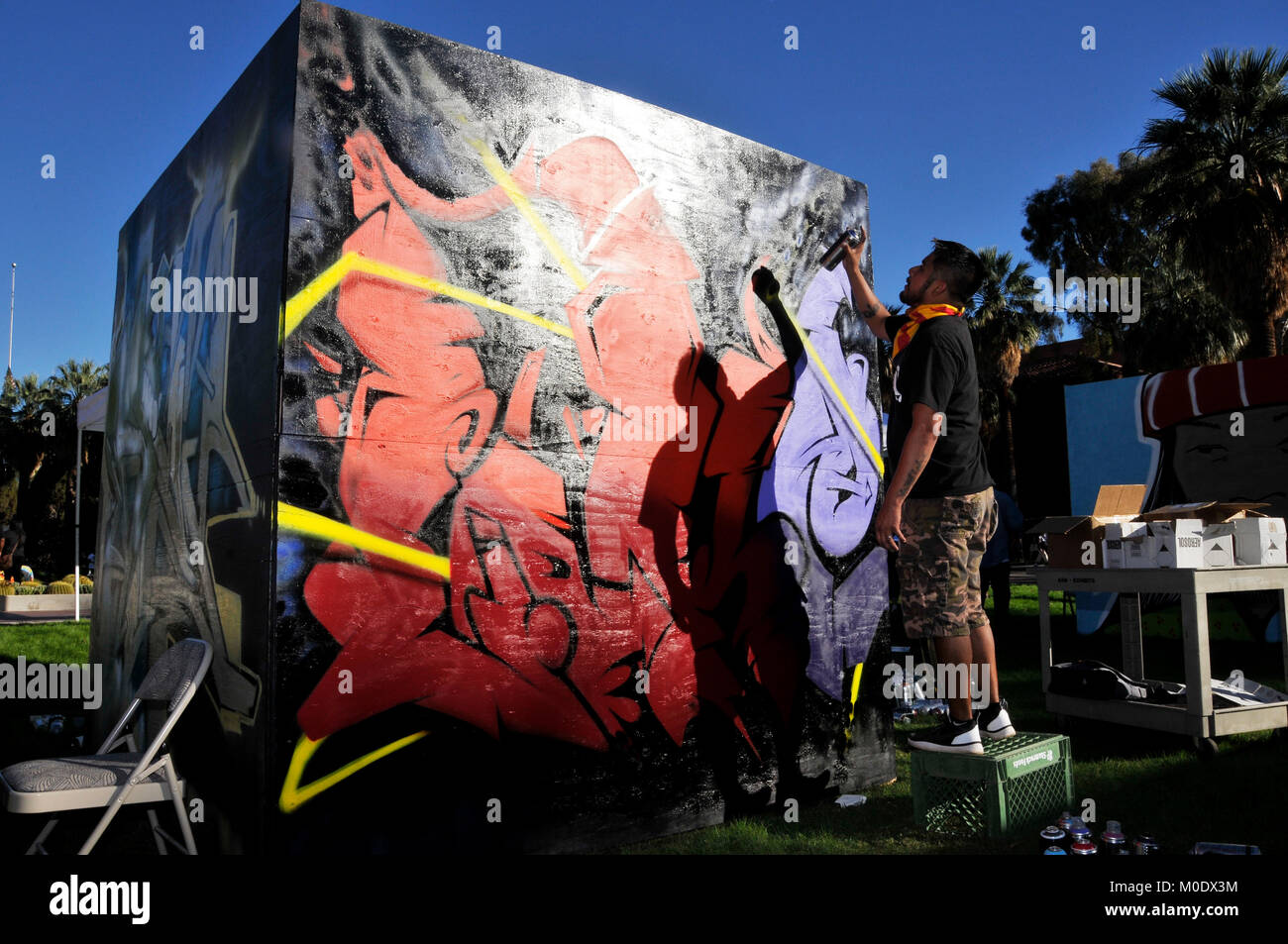 Neoglyphix: AllIndigenous Aerosol Art Exhibition by Native American graffiti artists from Arizona, Arizona State Museum, University of Arizona, Tucson Stock Photo