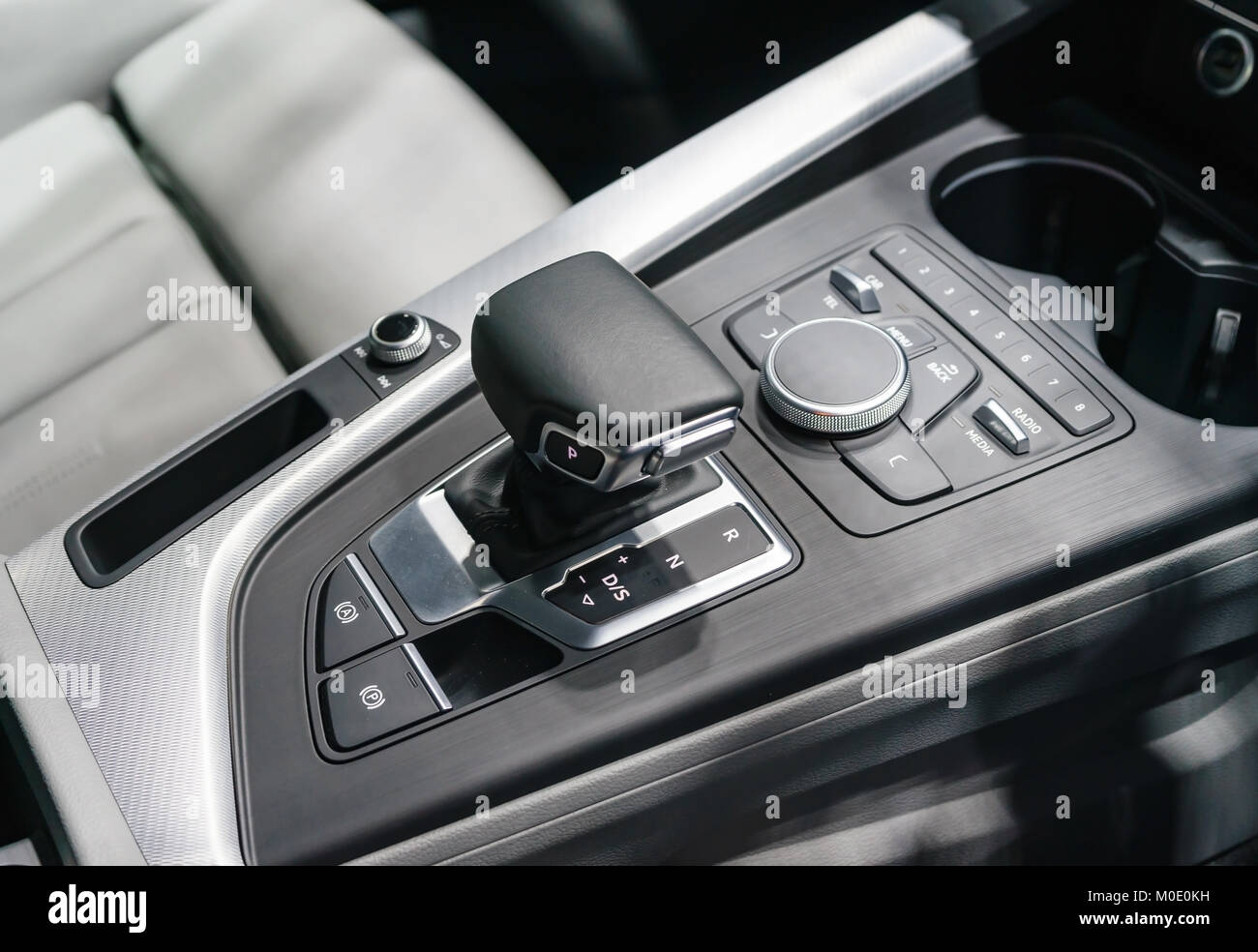 automatic gear stick of a modern car, car interior details Stock Photo -  Alamy