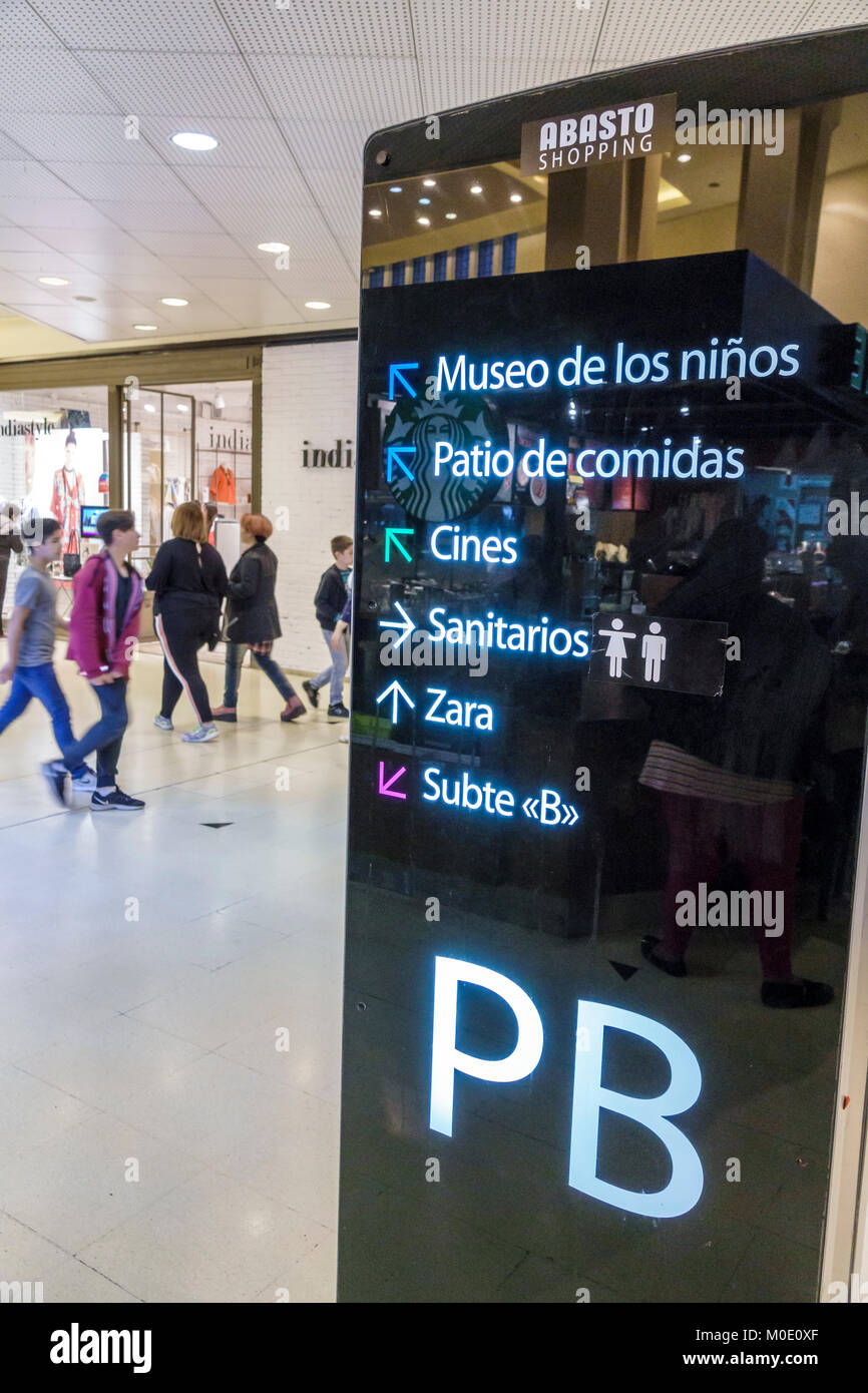 Buenos Aires Argentina,Abasto Shopping Mall,sign,direction,information,Spanish,Hispanic ARG171122050 Stock Photo