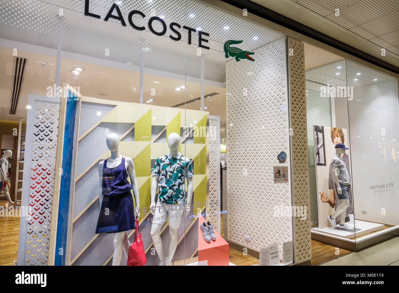 Buenos Aires Argentina,Abasto Shopping Mall,LaCoste,boutique,designer,clothes,store window,mannequin,Hispanic ARG171122070 Stock Photo