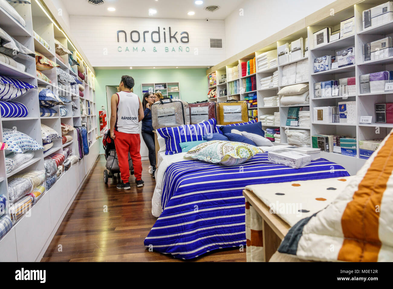 Buenos Aires Argentina,Abasto Shopping Mall,Nordika,home  goods,store,bedding,bed linens,shopping shopper shoppers shop shops market  markets marketplac Stock Photo - Alamy