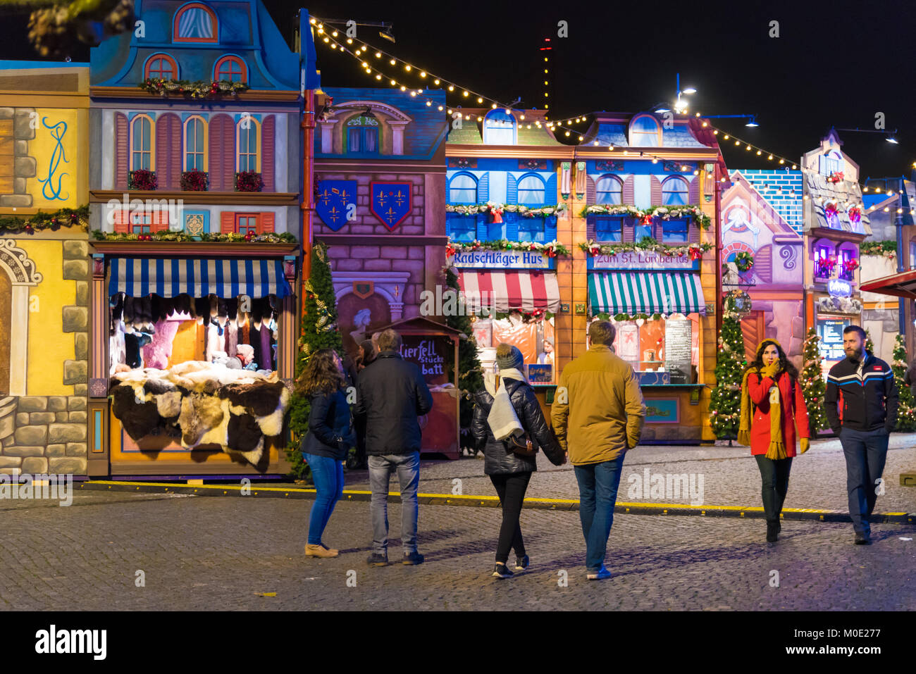 Dusseldorf, Germany - December 1, 2017 : Christmas market in the city of Dusseldorf, an international business and financial centre Stock Photo