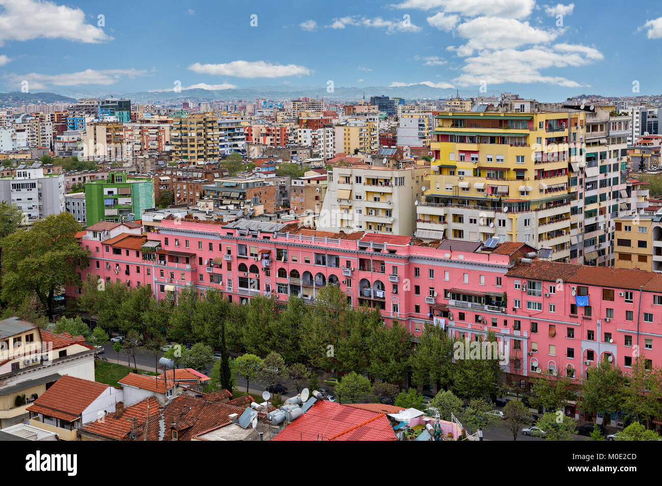 Colorful apartment buildings in Tirana, Albania Stock Photo Alamy