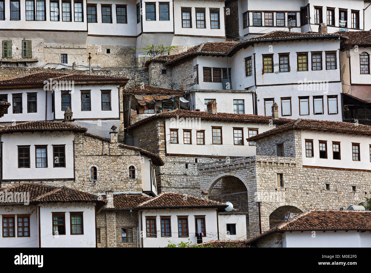 View over the traditional, oriental style old houses in Berat, Albania Stock Photo Alamy