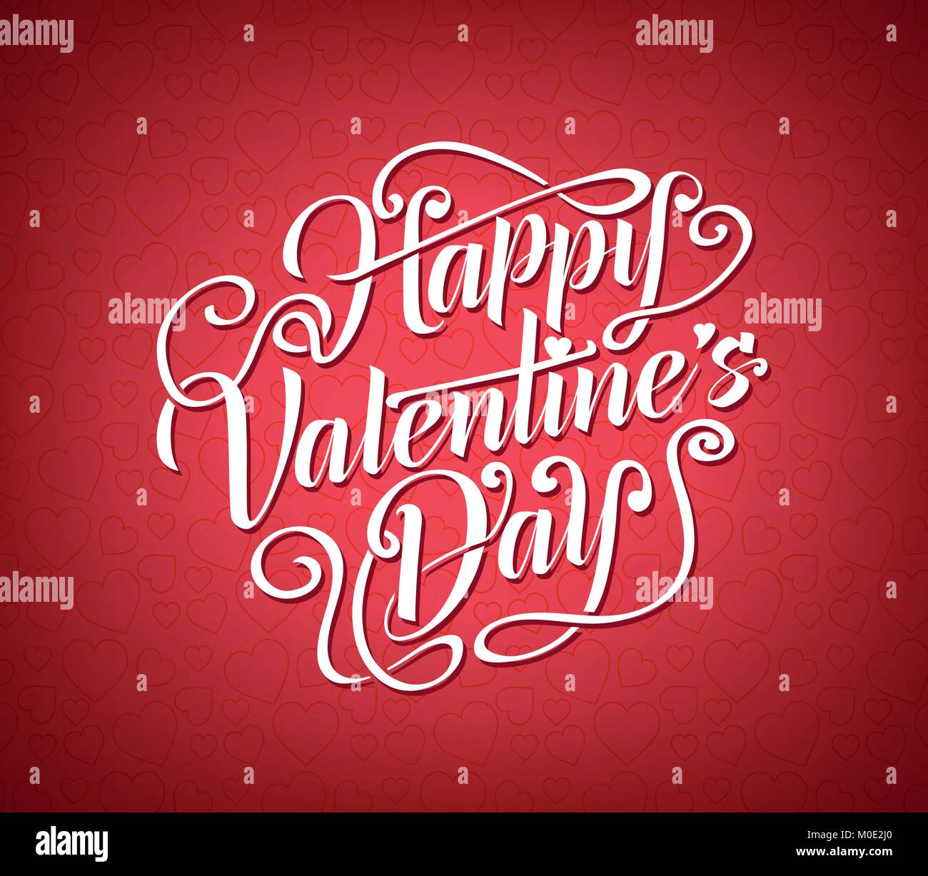 Happy Valentines Day Greeting Calligraphy in Red Background with Heart ...