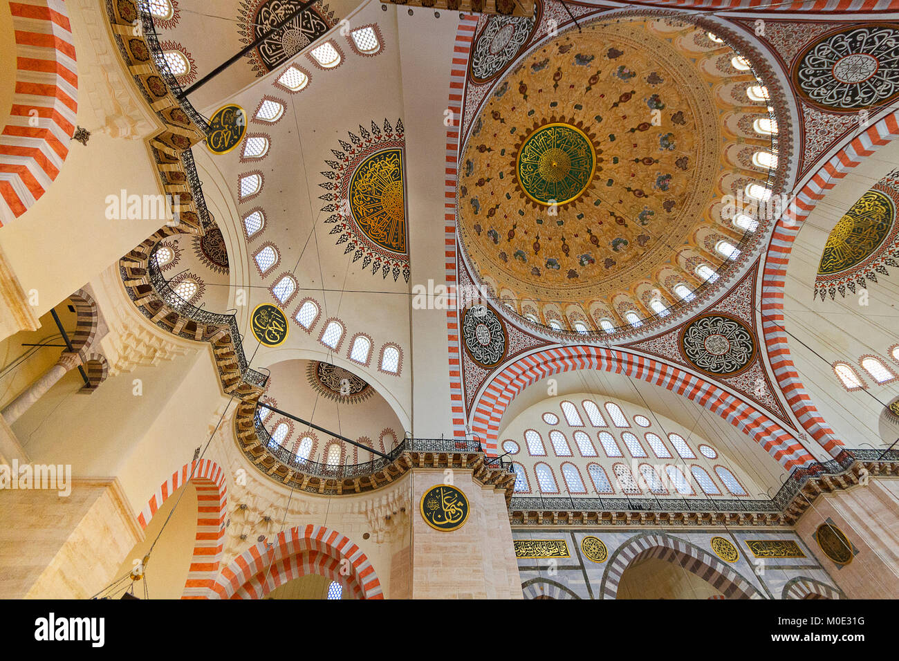 Domes of Suleymaniye Mosque, in Istanbul, Turkey. Stock Photo