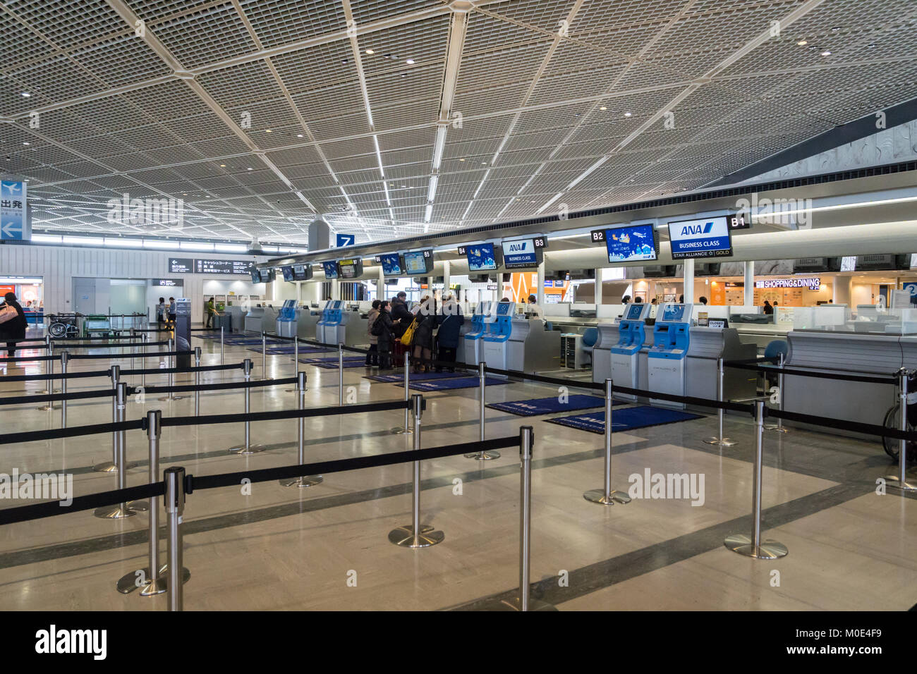 Tokyo, Japan - December 2017: ANA, All Nippon Airways, check-in counter at Narita Airport, Japan. JAL, ANA is the flag carrier airline and the largest Stock Photo