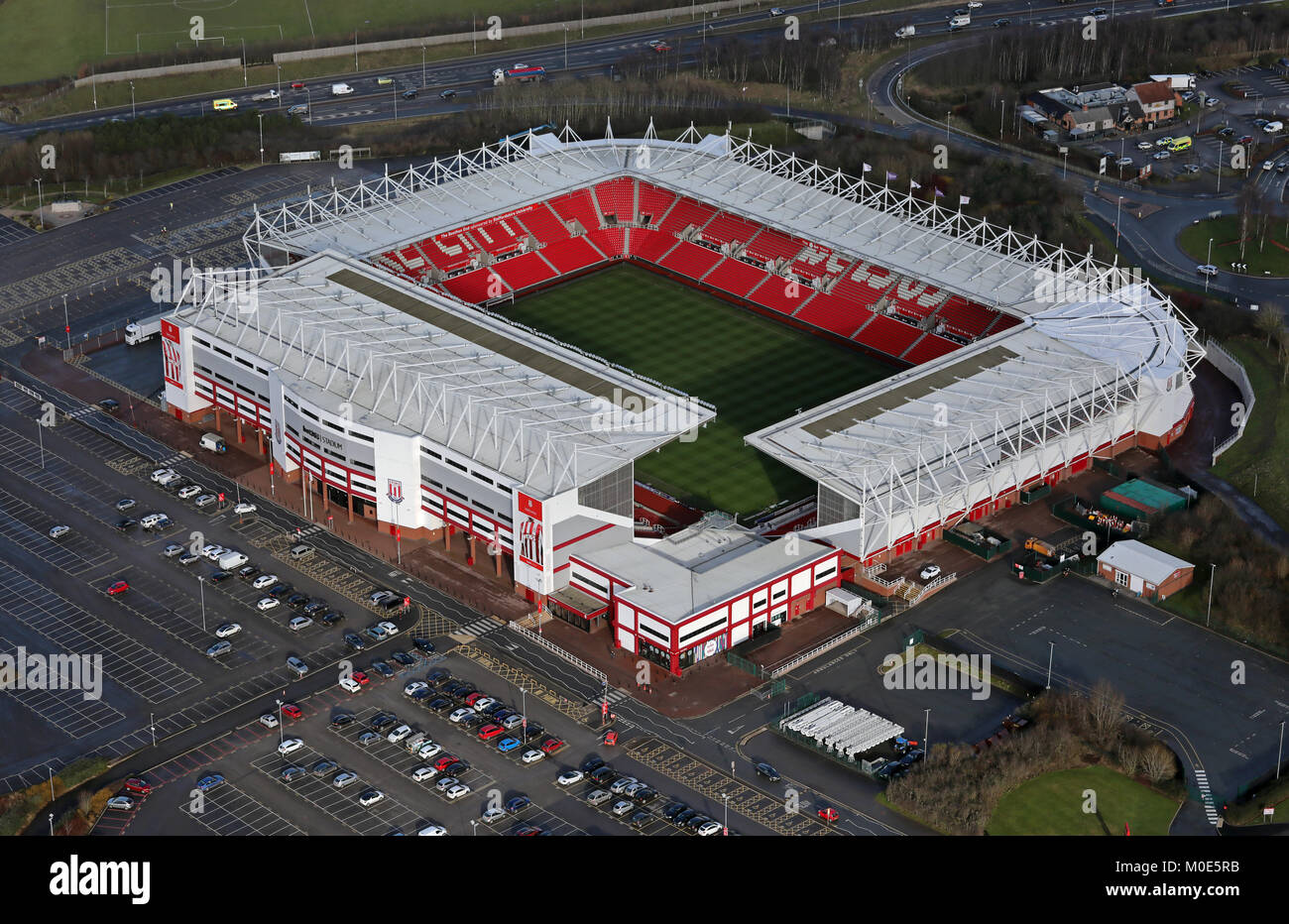 aerial view of Stoke City Bet365 Stadium, Staffordshire, UK Stock Photo