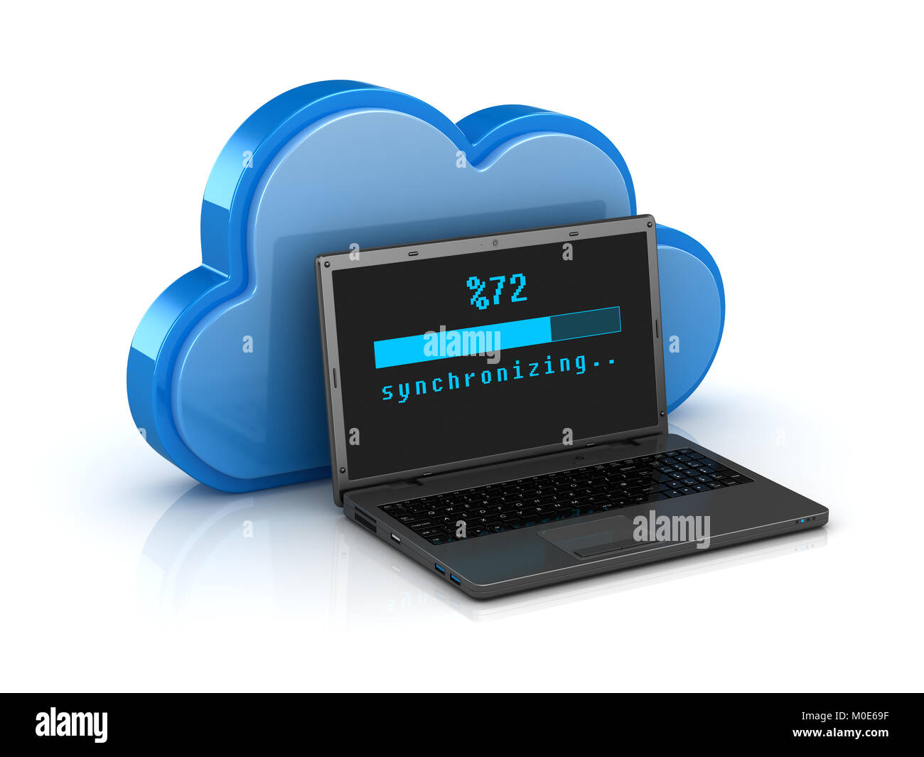 Cloud Synchronizing Concept , This is a 3d rendered computer generated image. Isolated on white. Stock Photo