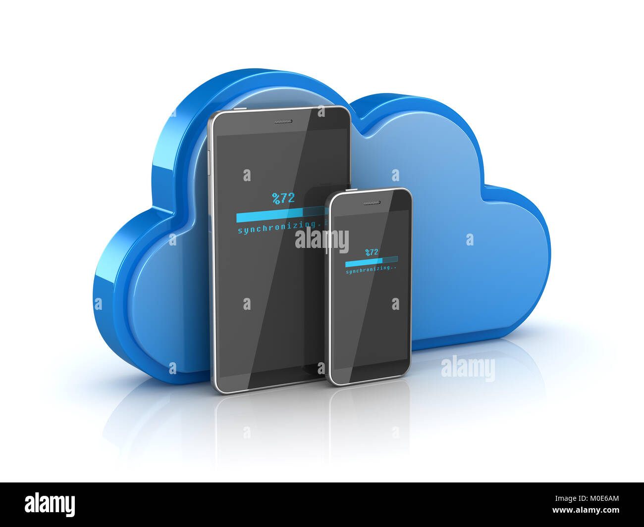 Cloud Synchronizing Concept , This is a 3d rendered computer generated image. Isolated on white. Stock Photo