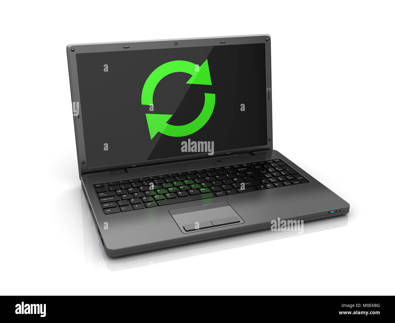 Laptop Synchorizing Concept , This is a 3d rendered computer generated image. Isolated on white. Stock Photo