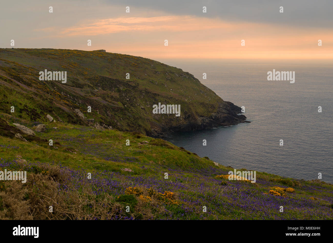 Sunset over Botallack on the North Cornish Coast of Cornwall Stock Photo