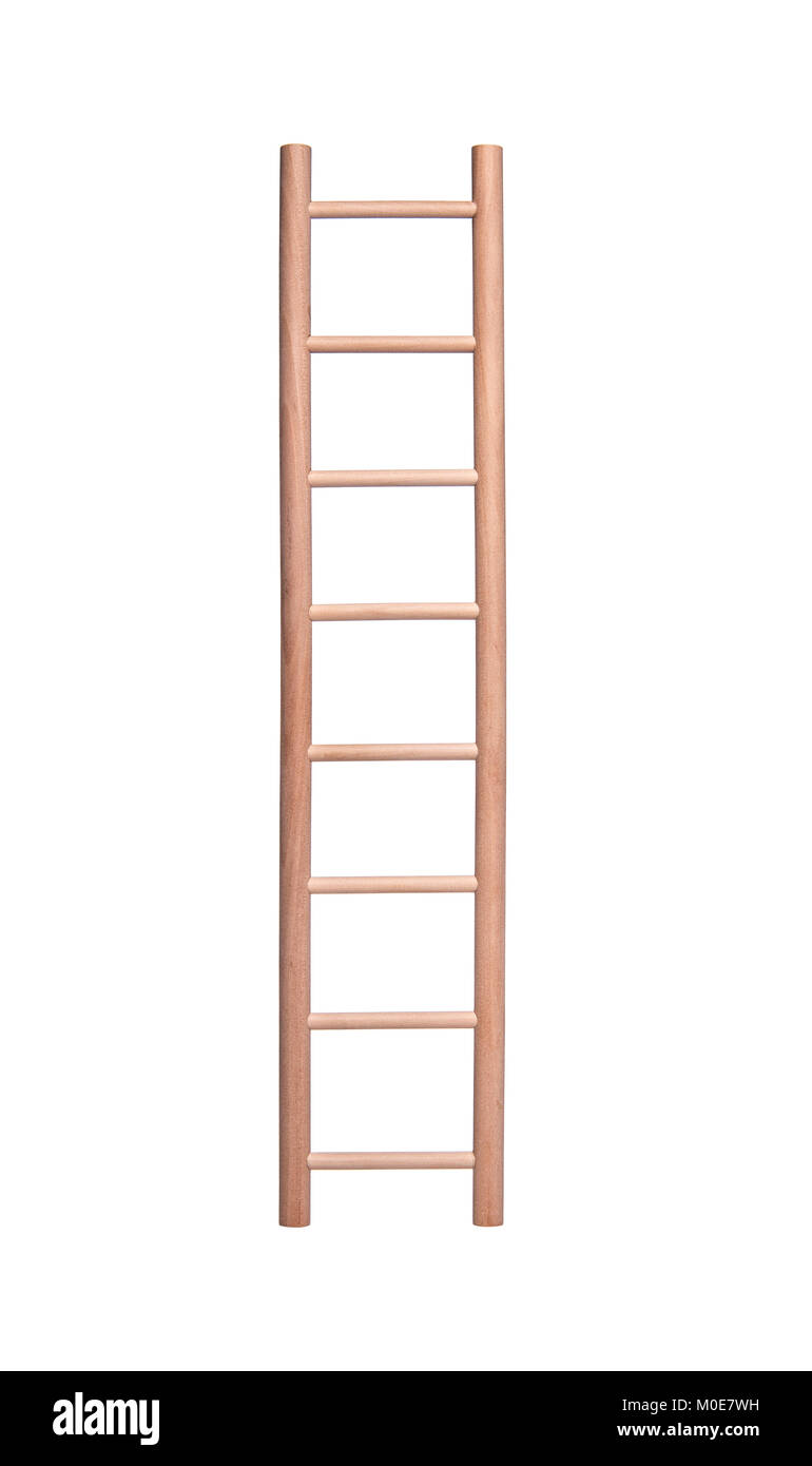 Wooden ladder isolated isolated on white background Stock Photo - Alamy