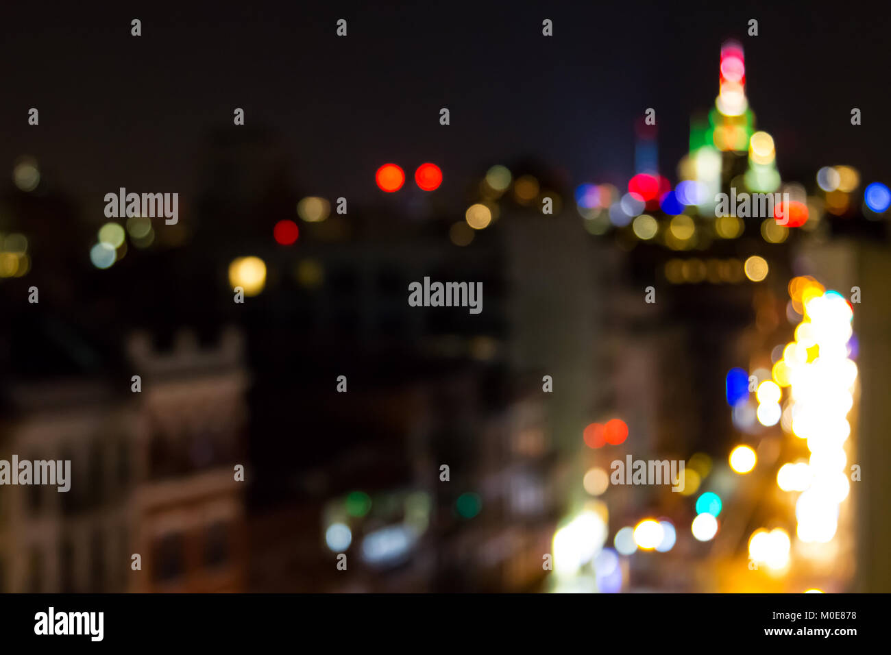 Blurred night lights of New York City skyline abstract background Stock ...