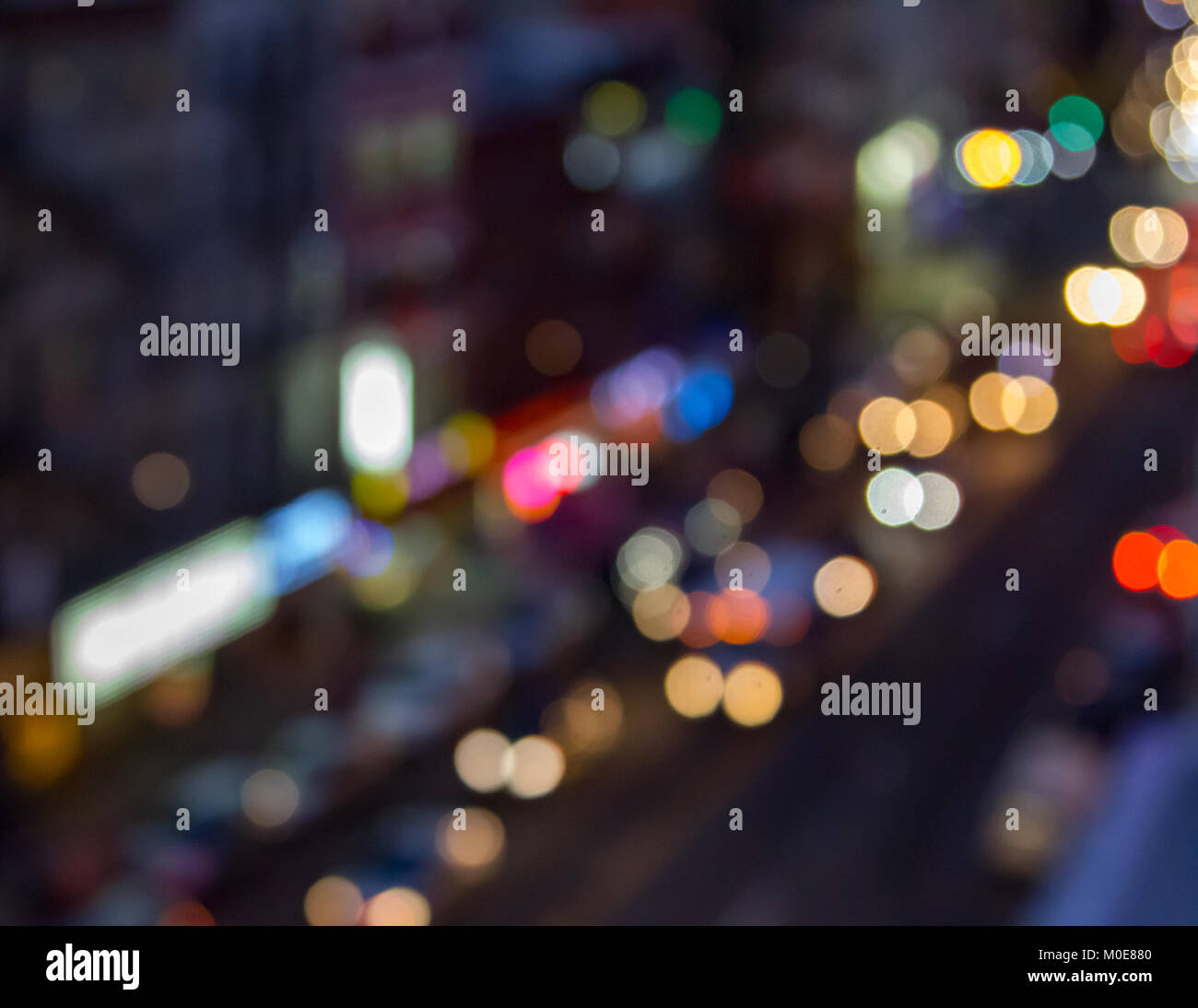 Abstract night lights from a busy New York City street scene blurred ...