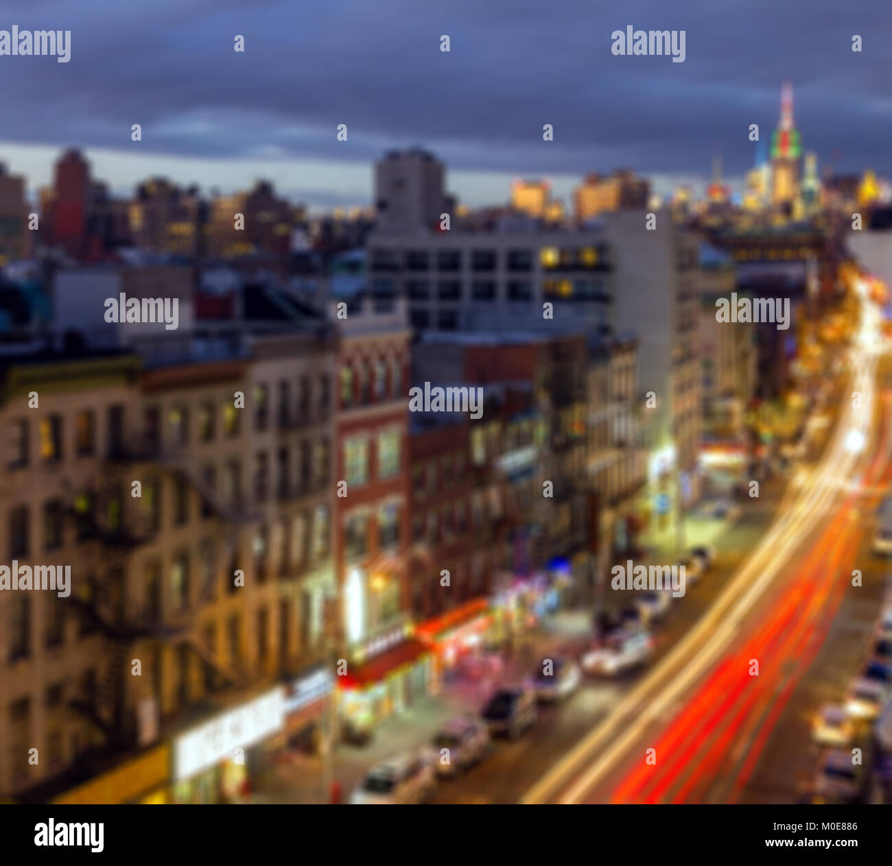 New York City night lights blurred background Stock Photo - Alamy